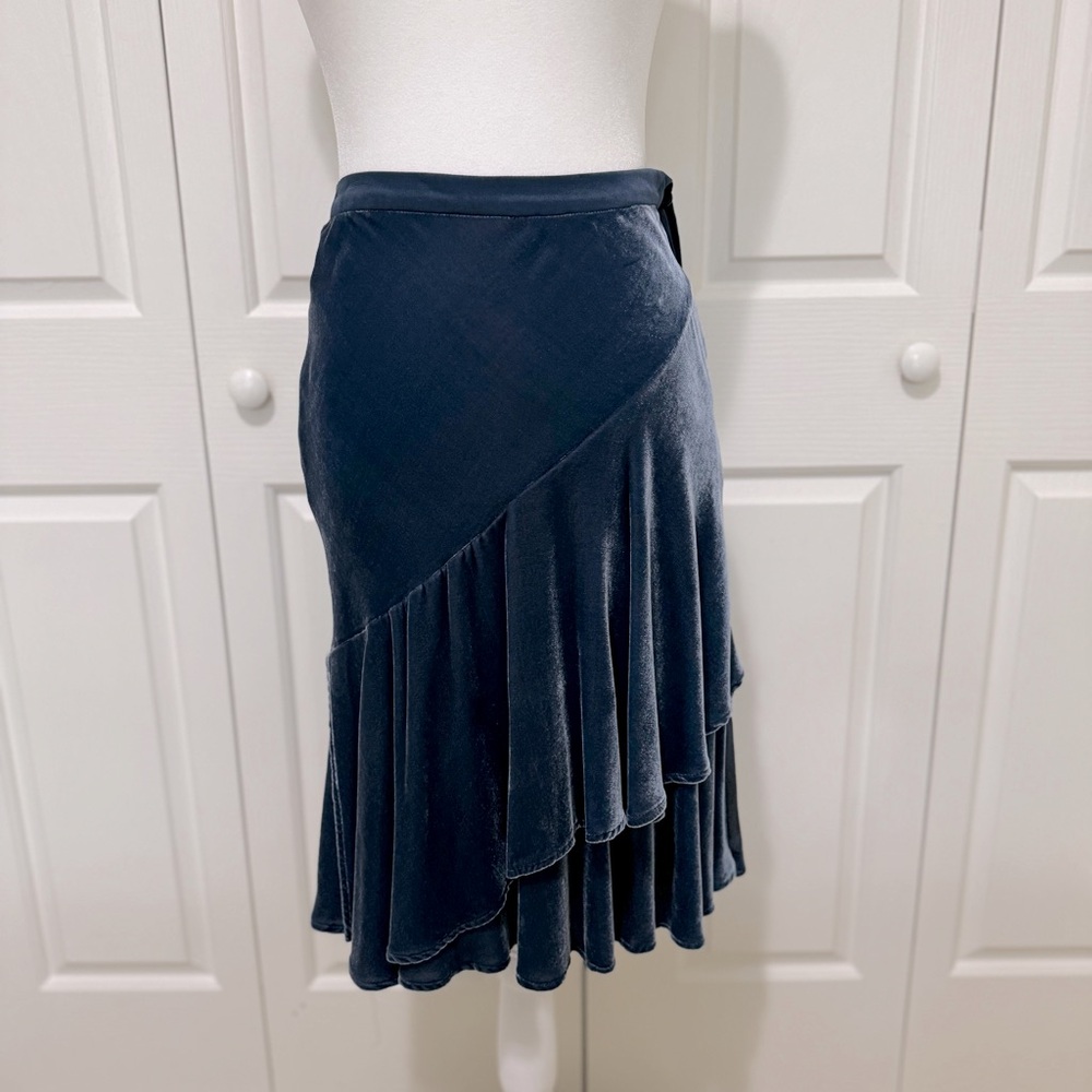 Vintage Nougat London Silk Blend Velvet Asym Ruffle Skirt Whimsigoth S - Picture 17 of 17